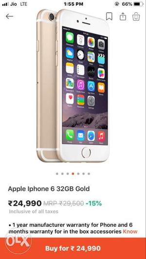 I phone 6 gold 28 days bil parcheez but new he