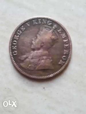 OLD COIN George V King EMPEROR One Quarter Anna