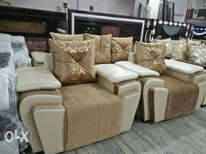 White And Brown Living Room Set