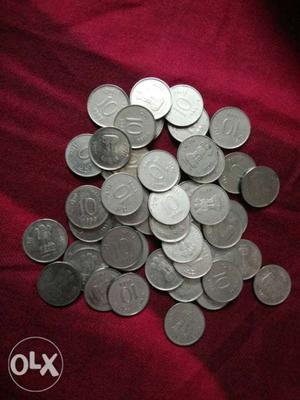 10 paise stainless steel coins 50 PCs ×