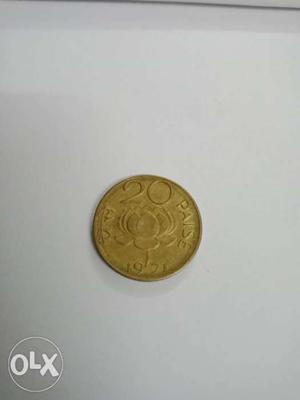 20paise old coin  with lotus symbol
