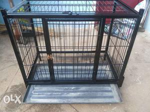 Black Metal Dog cage with Crate