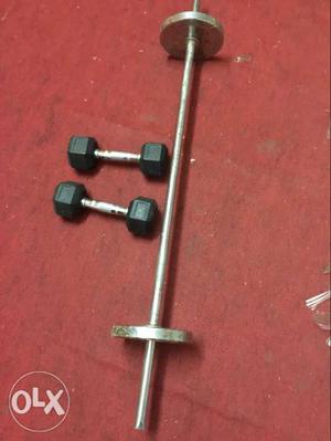 Dumbles and rods of 5 kg's eqch for sale