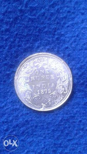 Old 1 rupee coin of year . Material- Silver