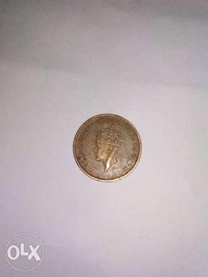 Round Copper Colored Coin.. One Quarter anna
