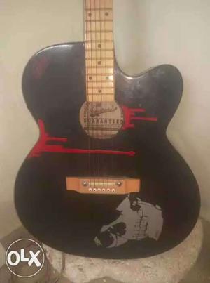 Signature Black And Red Acoustic Guitar