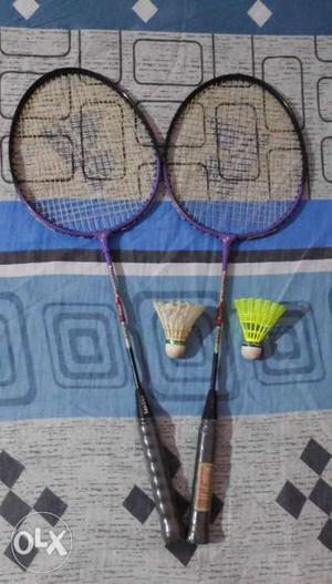 2 Badminton Racquets + 1 Feather Shuttle + 1