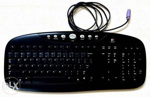 Black And White Corded Computer Keyboard