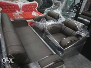 Black Leather Living Room Furniture Set Brand New Fresh Sofa