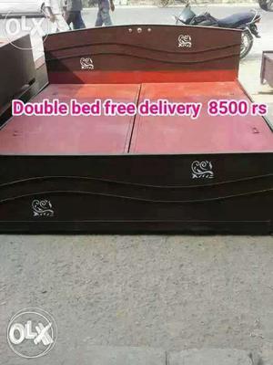 Brown And Black Double Bed Frame