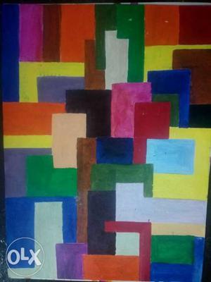 Geometric shapes painted with acrylic paints