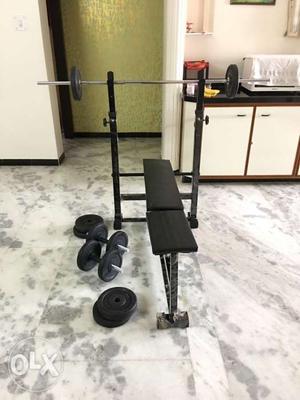 Gym set with bench, 25kg weights, 3 months old