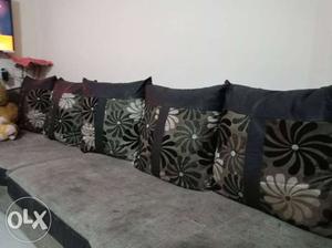 L shaped sofa with large size 5 cushion. 6 years