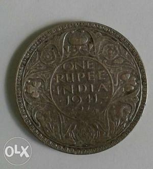 Old Indian One Rupee Coin (2nd world war time