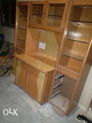 Strong built teak tv unit with cutlery show case