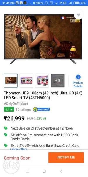 Thomson 43 inch 4k UHD television