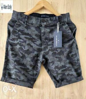 Black And Gray Camouflage Shorts