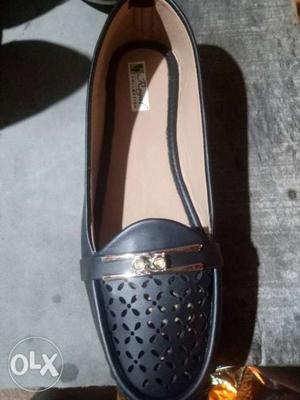Black And Gray Leather Slip-on Shoe