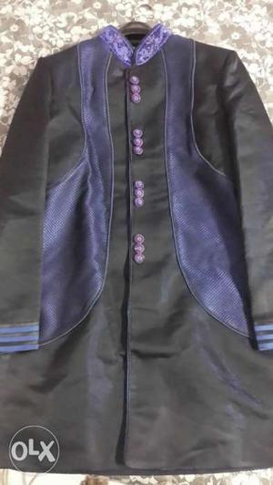 Black And Purple Zip-up Vest