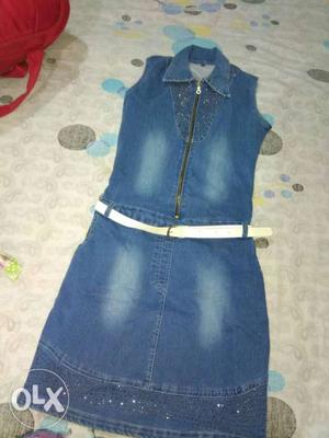 Blue Denim Sleeveless Mini Dress