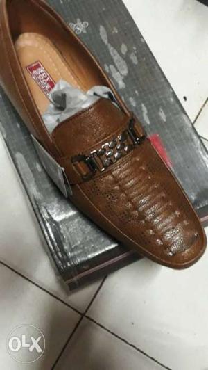 Brown Leather Penny Loafer With Box