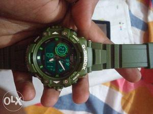 Casio G-Shock Round Black And Green Digital Watch