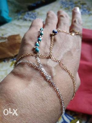 Chain ring bracelet..evil eye gold, silver.