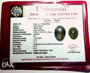Dark Grayish Natural Opal  Carat weight