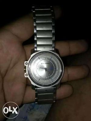 Fastrack watch Round Silver-colored Watch With Link Bracelet