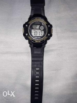 It is a g-shock watch.It has alarm,light,stop
