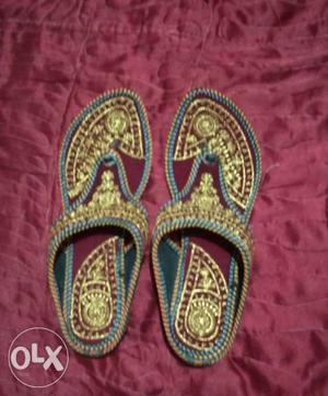 Maroon Embroidery valvet pair of Sandal for Women