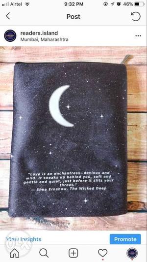 Moon themed pouch. Great for carrying books,