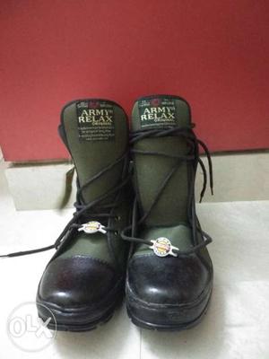 Pair Of Black Leather Work Boots