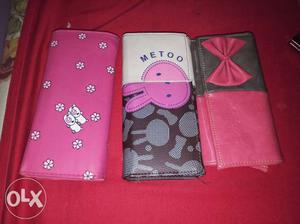 Pink And Black Leather Wallet