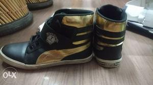 Puma High Ankle Sneakers Black And Golden Casual