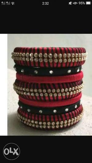 Red And Black Beaded Bracelets