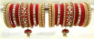 Red And Gold-colored Bangle Lot