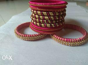 Red And Gold-colored Beaded Bracelet