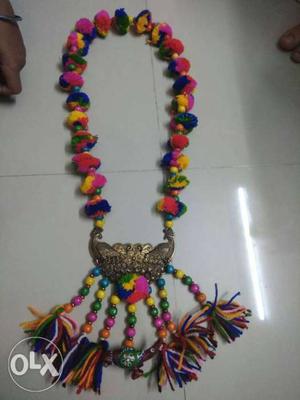 Red, Yellow, And Blue Beaded Necklace