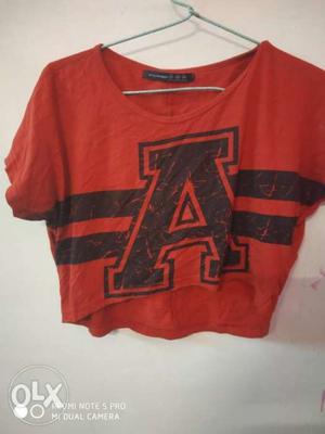 Red in colour, crop top,free size