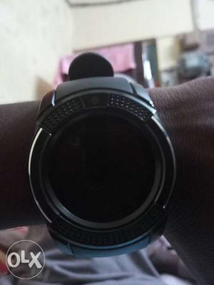Round Black Digital Watch With Black Strap noise turbo