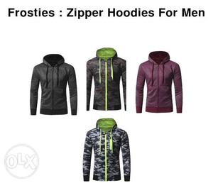 Size & colours available Zipper hoodies for men