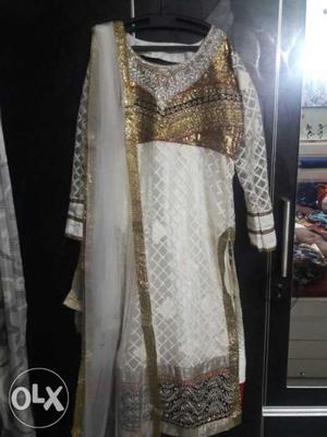 Straight suit party wear with dupatta and plazo