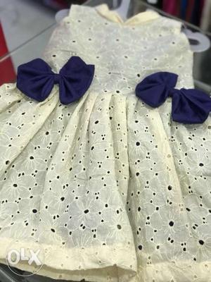 Toddler's White And Purple Dress