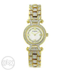 USA Brand Wittnauer Crystal Women's Gold plated watch.