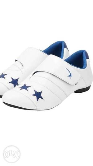 White-and-blue Air Jordan Slide Sandals