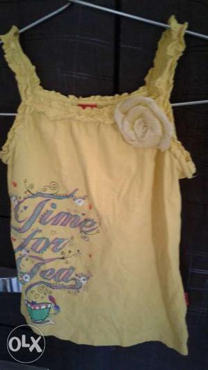 Yellow printed top for kids