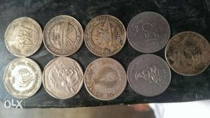 Eleven Round Silver-colored Coins