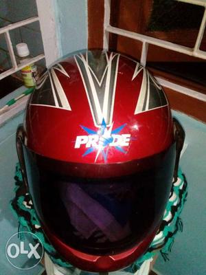 Red And Gray Pride Full-face Motorcycle Helmet