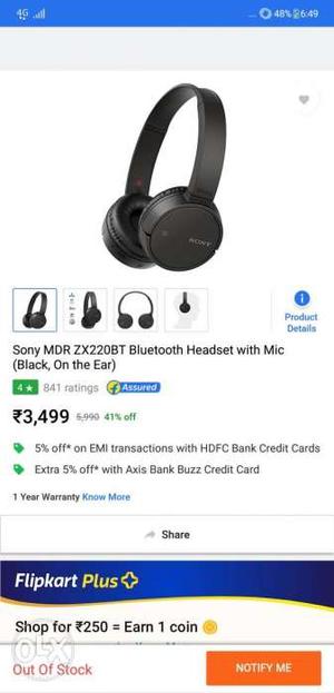 Sony zx220bt Bluetooth headphone 15 days old with